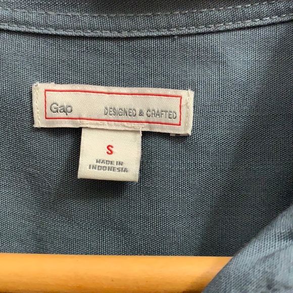 🥰GAP blue gray  button down shirt dress with belt.  Size S - Picture 6 of 7